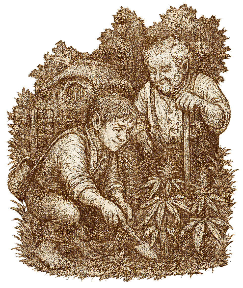 Two Hobbits Planting Pot