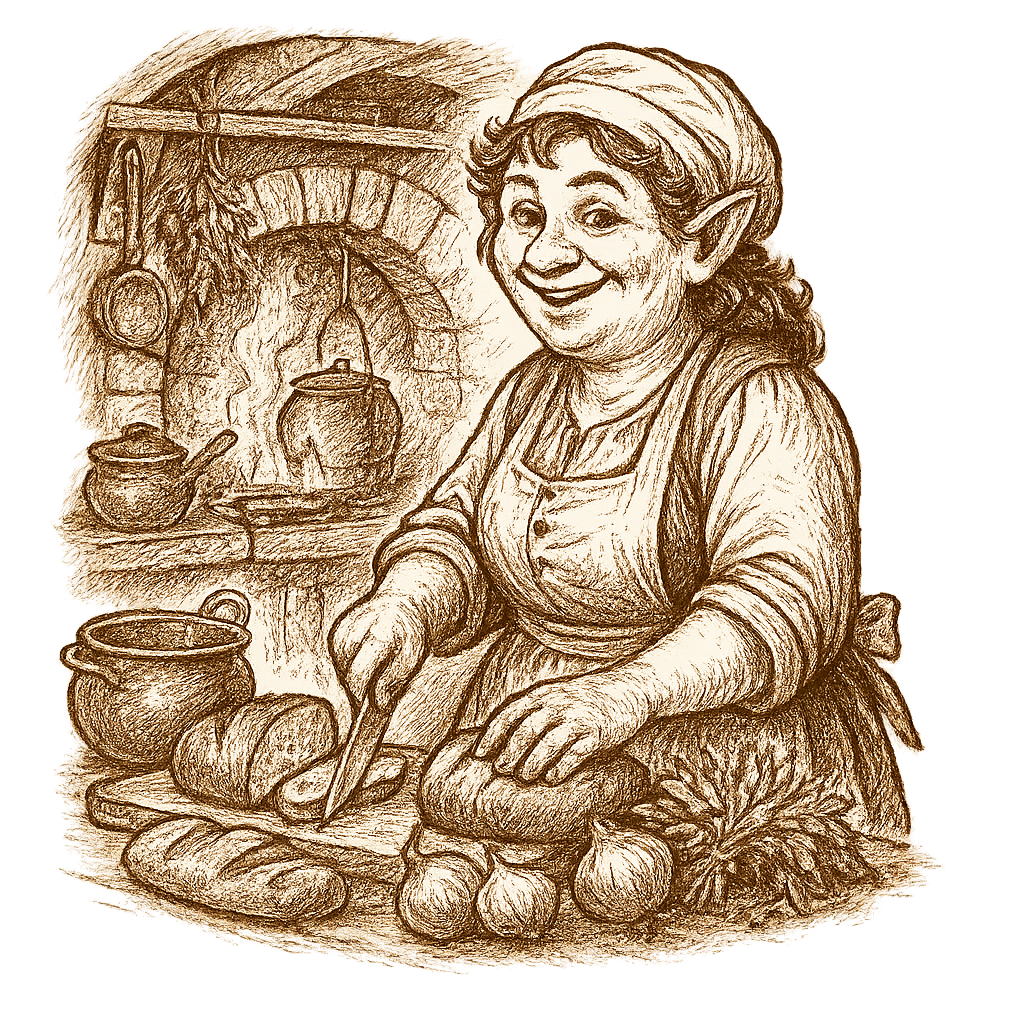 Female Hobbit in Kitchen
